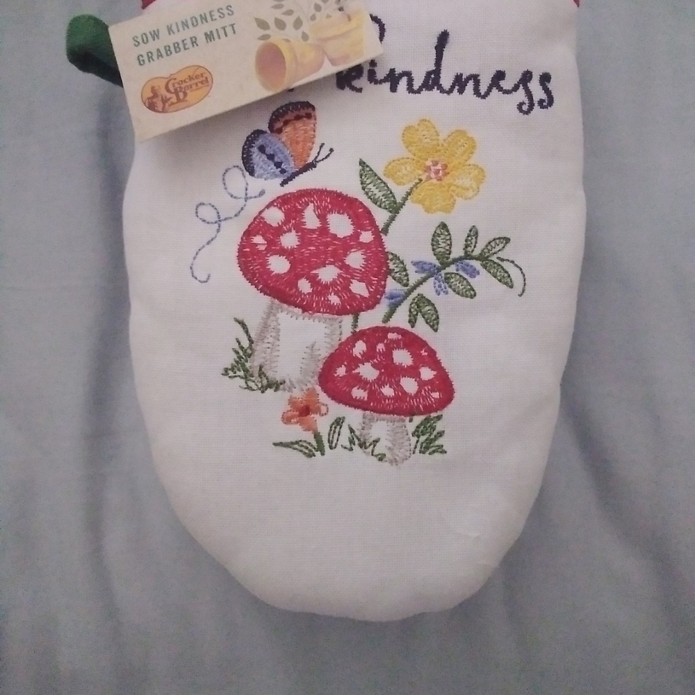 Embroidered Mushroom Oven Mitt